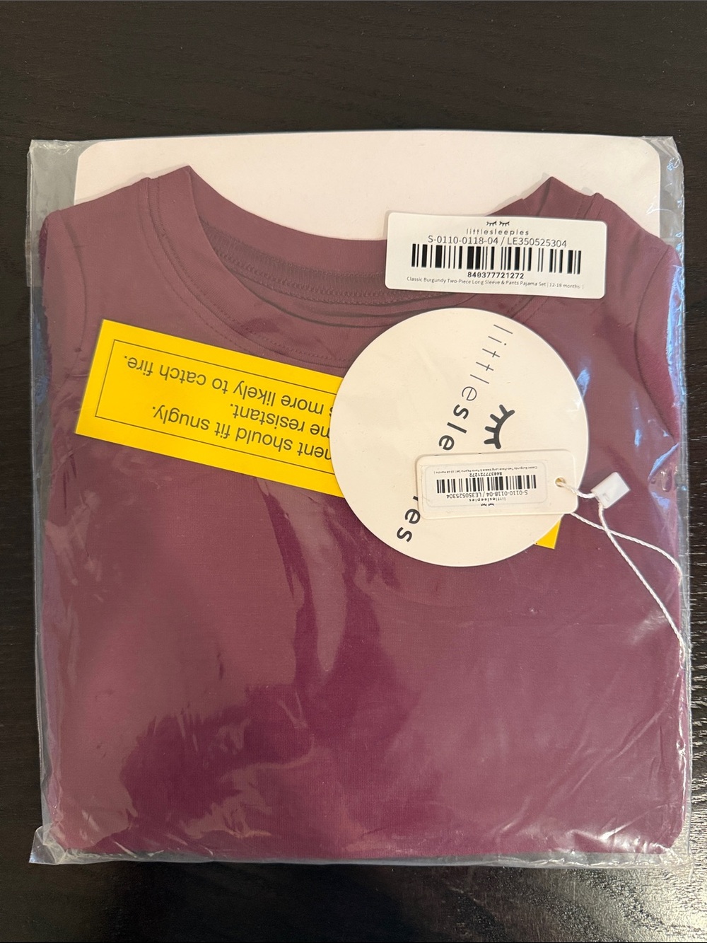 Little Sleepies Classic Burgundy Two Piece Pajama Set